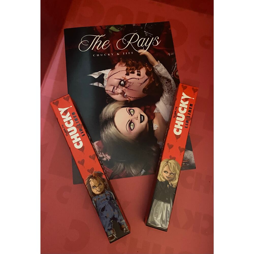 NIB Glamlite Chucky TIFF Childs Play 2 Lip Liners Horror Limited Edition Maroon - Picture 2 of 7